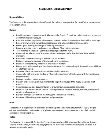duties of a secretary.
